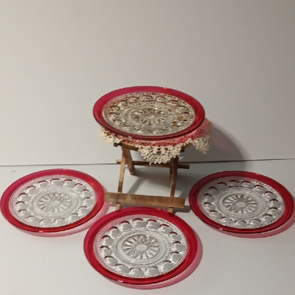 Indiana Glass Red and Clear Flatware Set